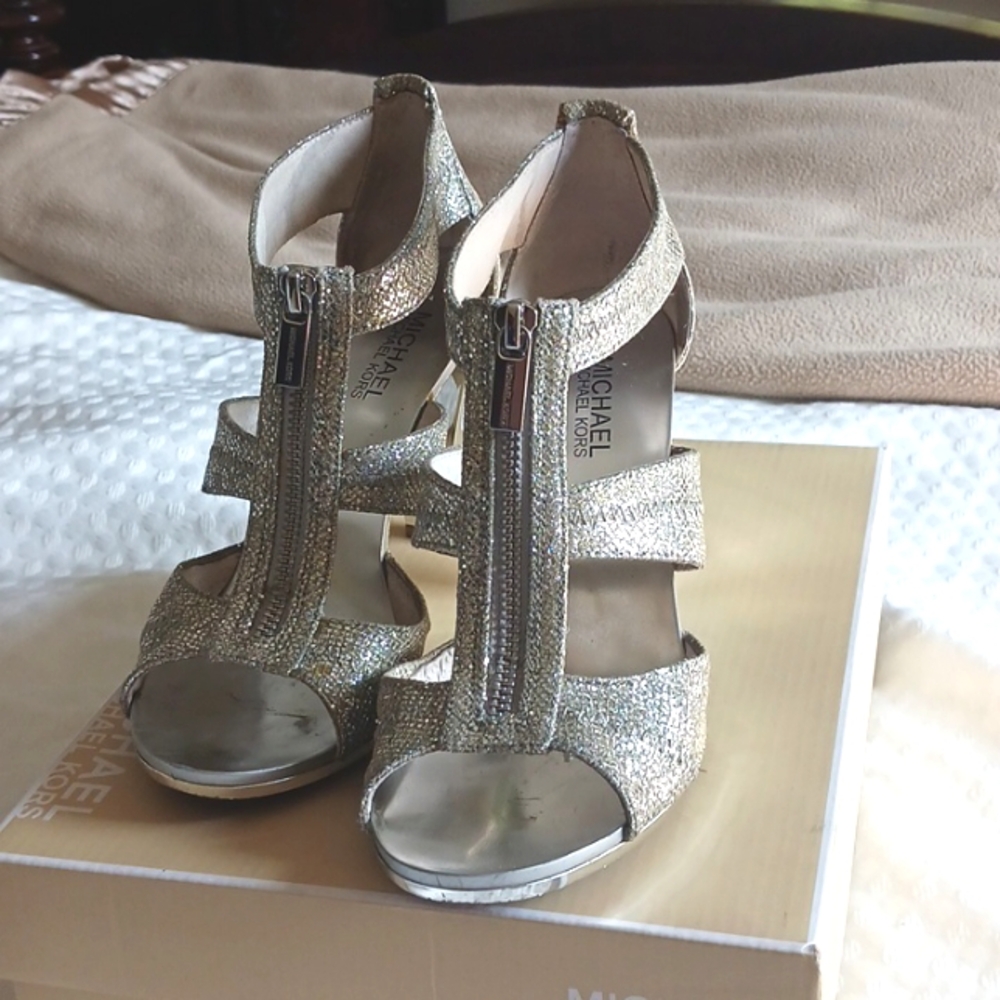 Michael Kors Silver High Heeled Sandals